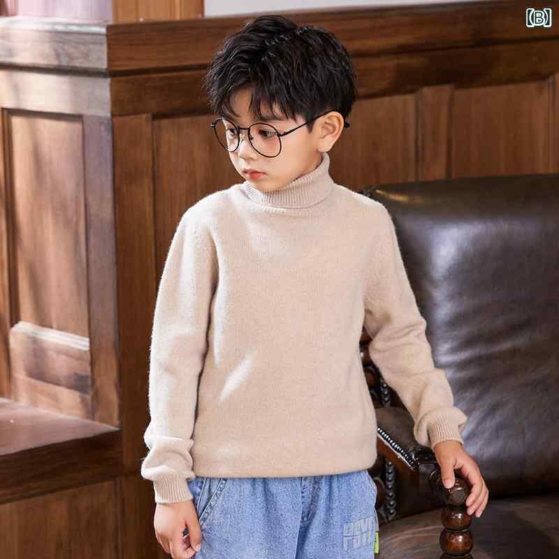 ニット キッズ 男の子 女の子 ウール タートルネック プルオーバー 厚手 長袖 無地...