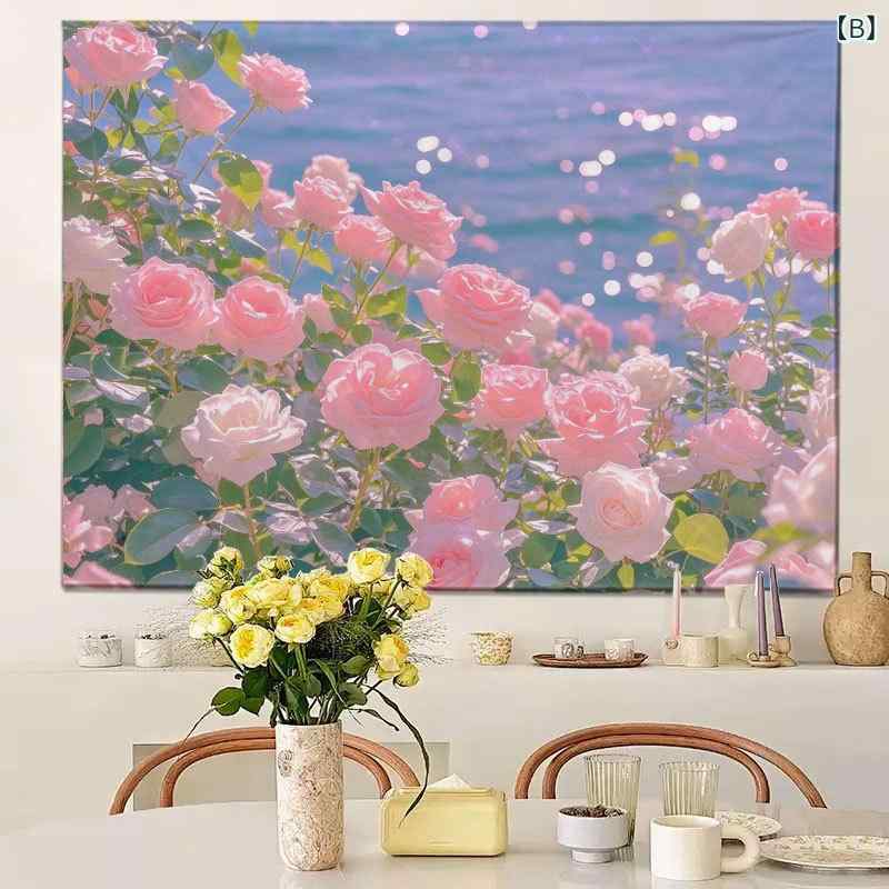 タペストリー 癒し 花海 花畑 風景 花柄 植物 高級感 雰囲気 ふわふわ ポリエステル 長方形 壁掛け 背景 リビング 寝室 書斎 ベランダ モダン シンプル [2]