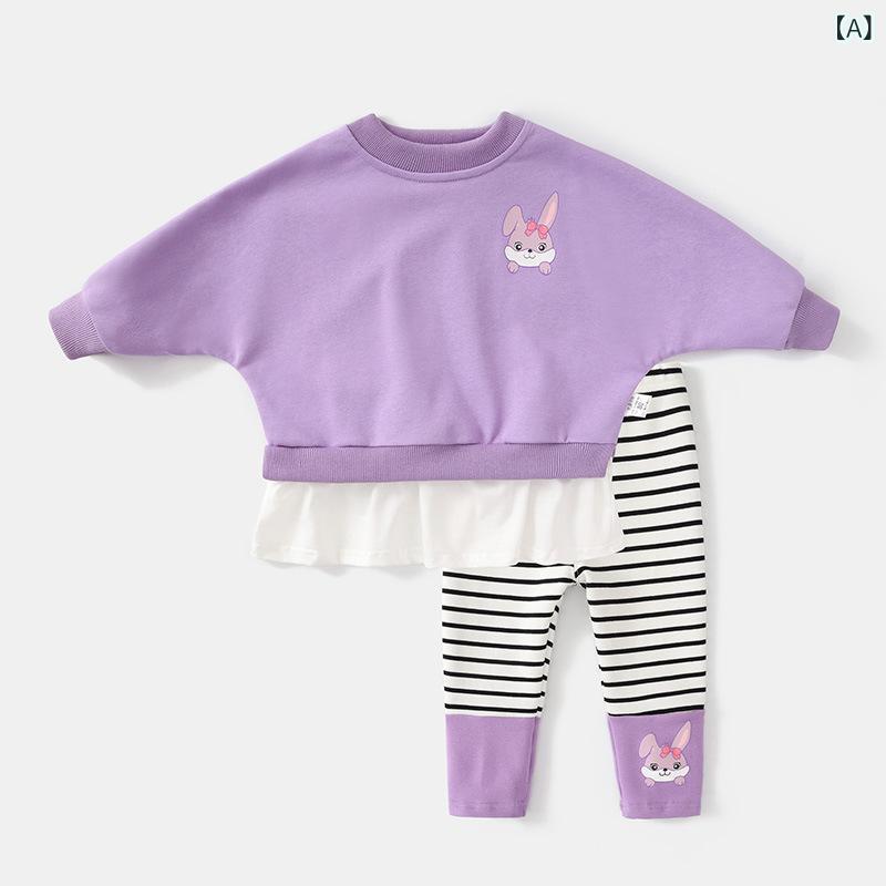 Occidental Goods - キッズ スウェット 男の子 女の子 長袖 トップス ロングパンツ 綿 春秋 カートゥーン柄 柔らかい かわいい おしゃれ 紫 赤 緑 カジュアル 普段使い 韓国風