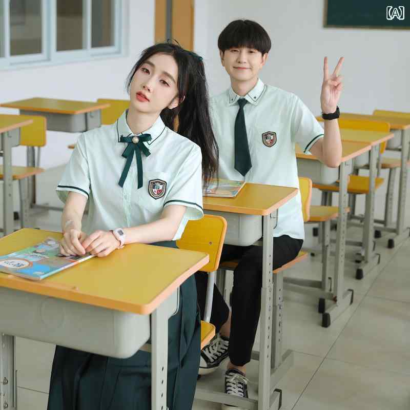 校服 セットアップ ジュニア 男女兼用 夏 半袖 シャツ スカート パンツ 3点セット 制服 イギリス風 学生服 アンサンブル 発表会 合唱 コンクール 入学式 卒業式 イベント 正装