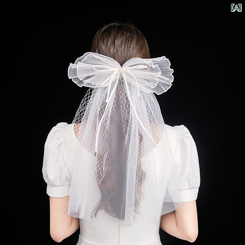 ウェディングベール レディース ミディアム丈 チュール リボン モチーフ コーム付き 二次会 結婚式 挙式 披露宴 前撮り 花嫁 ヘアアクセサリー 白
