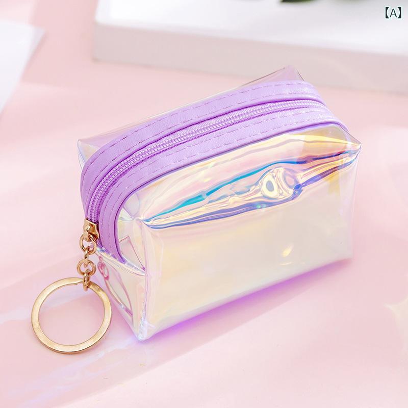 Other - コインケース メンズ レディース シンプル ミニ 八角形 透明 虹色 PVC キーホルダー 防水 普段使い かわいい 黄 紫 ピンク