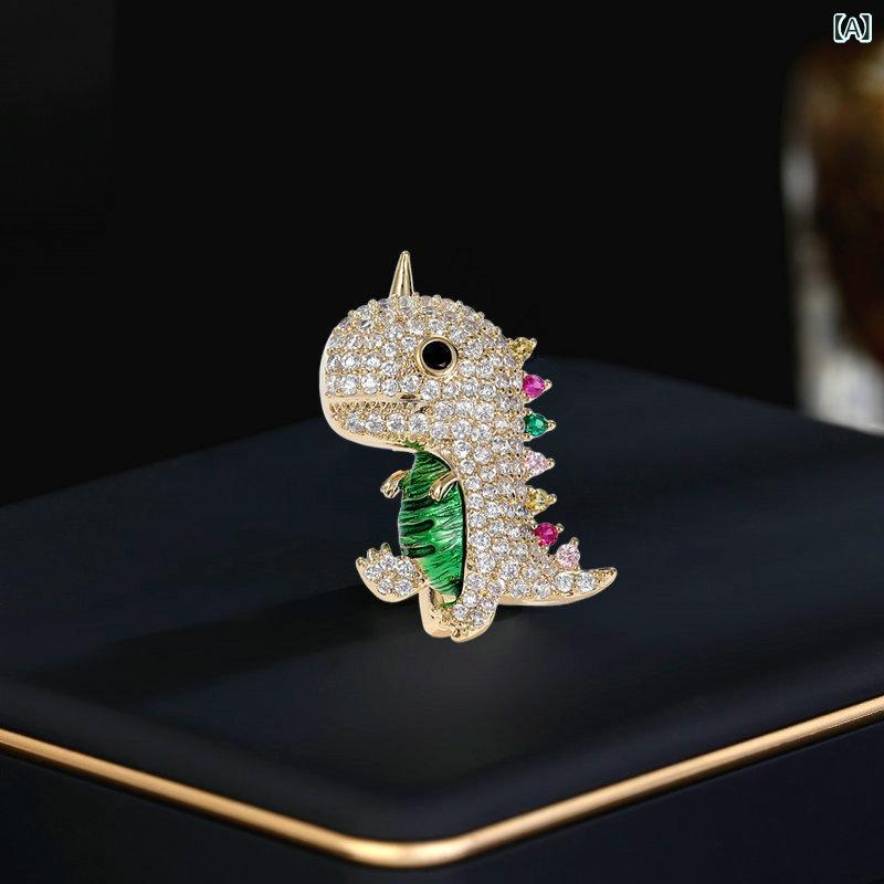 ブローチ レディース 防走光 ピン留め かわいい 小恐竜 カートゥーン 動物柄 金 ジルコニア 春夏 カーディガン テーラード ジャケット 装飾 多機能 スイート おしゃれ 普段使い ファッション アクセサリー
