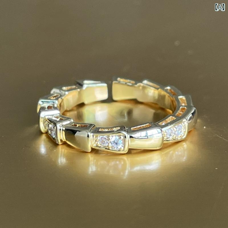 ・素材: 銅メッキ・加工技術: ジルコン象嵌・カラー展開: ゴールド、プラチナカラー・流行要素: 蛇、動物・スタイル: ファッションOL、通勤・重量: 2.9g、13.4g・メッキ加工: 厚手本金メッキ・ラインストーン: 高品質ジルコン・カテゴリ: アクセサリー