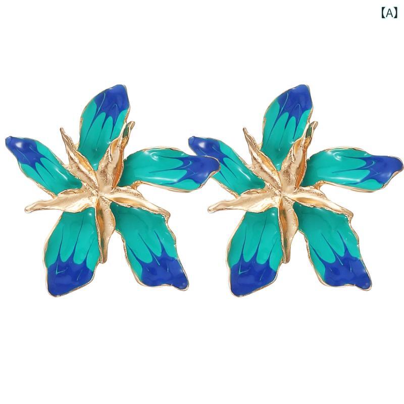 ・素材: 合金・デザイン: 花柄・加工技術: エポキシ樹脂加工・スタイル: コンミューター、ファッション・カテゴリ: 耳飾り・ターゲット: 女性