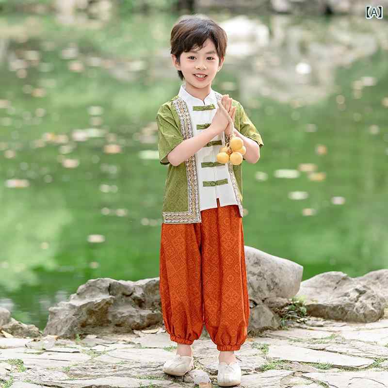 ・カテゴリ: 子供用民族衣装・スタイル: 中国風・素材加工: ソフト加工・素材: ポリエステル 80%・生地の厚さ: 薄手・性別: ユニセックス・カラー展開: 男児用、女児用・サイズ展開: 90cm、100cm、110cm、120cm、130cm、140cm、150cm、160cm・対象年齢: 3〜8歳