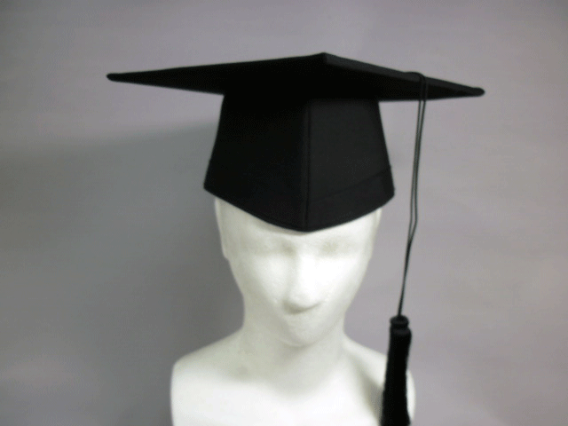 総長帽 黒 大学 角帽 黒房付き 卒業式　日本製