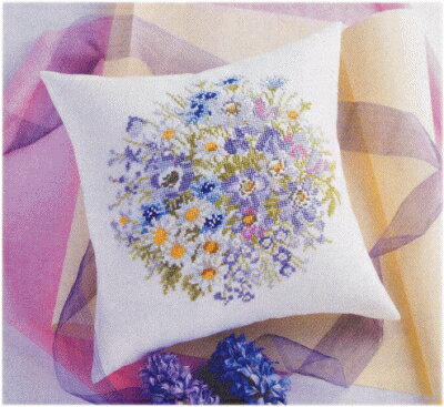 クロスステッチ クッション刺繍キット ブルーアネモネ(オフホワイト) ししゅう 刺しゅう オリムパス ol..