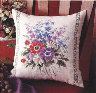 刺繍キット クロスステッチ刺しゅうキット アネモネのクッション 6025 オリムパス olm 手芸の山久