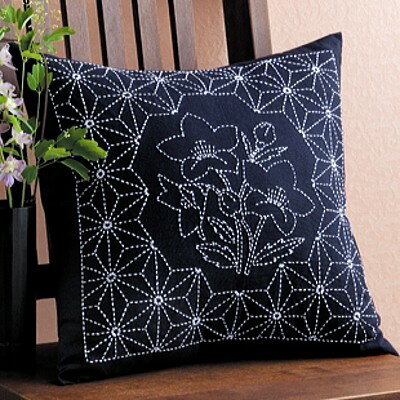 刺し子 キット 258 クッション 桔梗と麻の葉(ききょうとあさのは) ネコポス可 オリムパス 手芸の山久