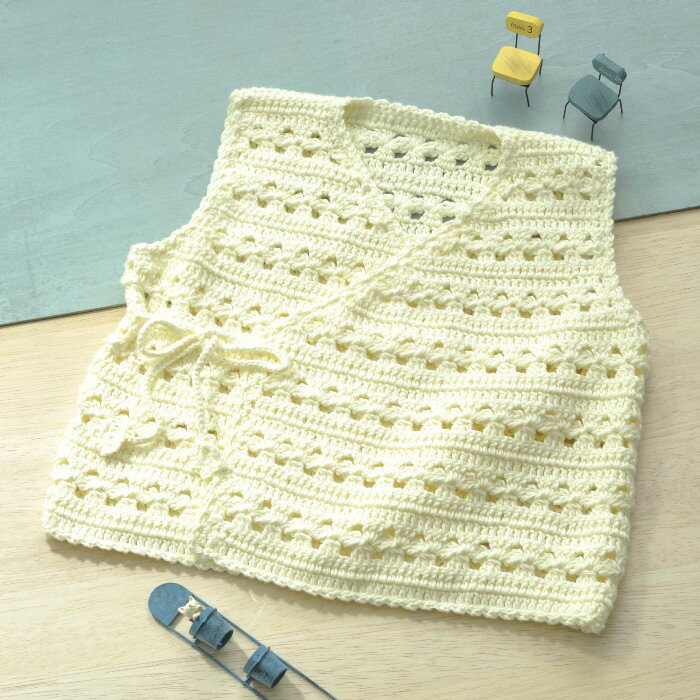 ベビー 編み物 キット 花リボン付き胴着 編み図付き かぎ針編み ベビー 手作りキット かわいい赤ちゃんピュアコットン ハマナカ hama 手芸の山久