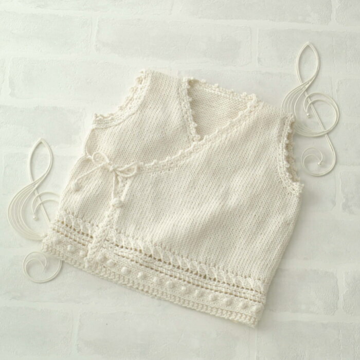 編み物 キット ナチュラル胴着 編み図付 手作り ベビー 胴着 ベスト 棒針編み 棒針 子供 こども キッズ..