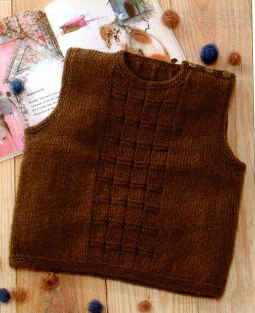 編み物 キット ダイス柄の肩開きベスト 編み図/ボタン付 子供 手編み キット 編み物 手作りキット ハマナカ hama 手芸の山久