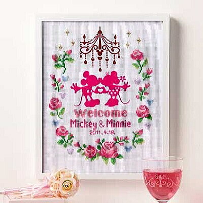 クロスステッチキット ウェルカムボード ピンク 7372 フラワーコレクション ディズニー 刺しゅうキット ネコポス可 オリムパス 手芸の山久
