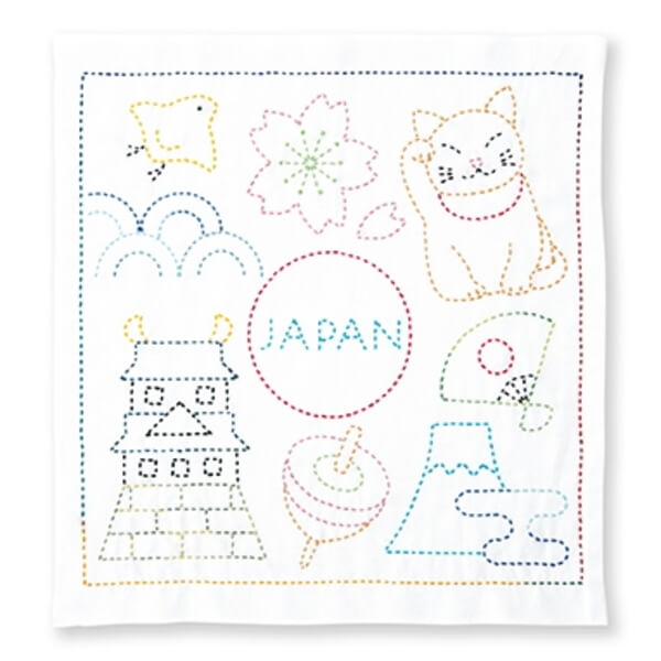 樂天商城 - 刺し子 キット 世界を旅する花ふきん JAPAN SK-391 ネコポス可 olm オリムパス