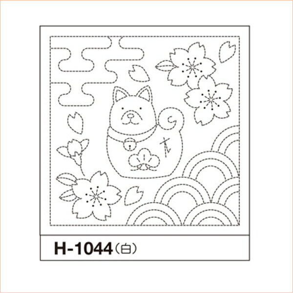 手芸の山久の干支 刺し子 キット 花ふきん布パック 戌とさくら 1袋3枚単位 H-1044 ネコポス可 オリムパス olm 手芸の山久｜アングル2
