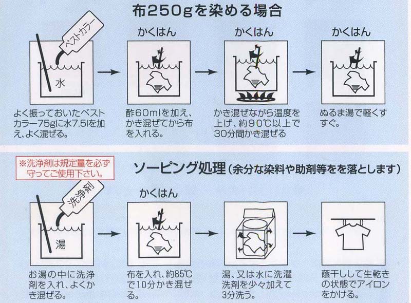 染料 液体 ベストカラー ポリエステル用 (75g+8g) 加熱染色 布用 rit 手芸の山久 handcraft-10010445 手芸の山久 サンプル画像3