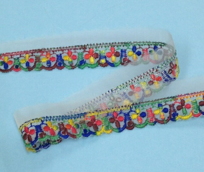 【日本製】マルチカラー オーガンジーレース 25mm巾 No.04640