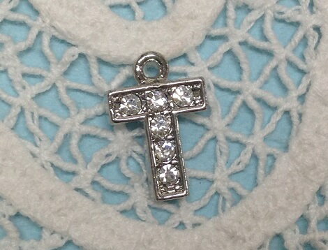 スモールアルファベットチャーム【T】縦 15mm×横 9mm No.IR-PZ6t 手芸 パーツ イニシャル ハンドメイド