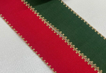 アイーダ刺繍テープ 約50mm巾 クロス刺繍テープ 赤 緑　《手芸 ハンドメイド 日本製 国産 クロスステッ..