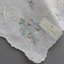 【送料無料】ポワンポワン ベトナム手刺繍 ハンカチ 花スカラヘム ホワイト レディース ギフト
