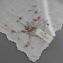 【送料無料】ポワンポワン ベトナム手刺繍 ハンカチ バラ ホワイト