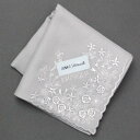 ジュンコシマダ エンブハンカチ 3201 グレー | ハンカチ ハンカーフ レディース ブランド ブランドハンカチ 刺繍 白 結婚式 ギフト プチギフト ミニギ...