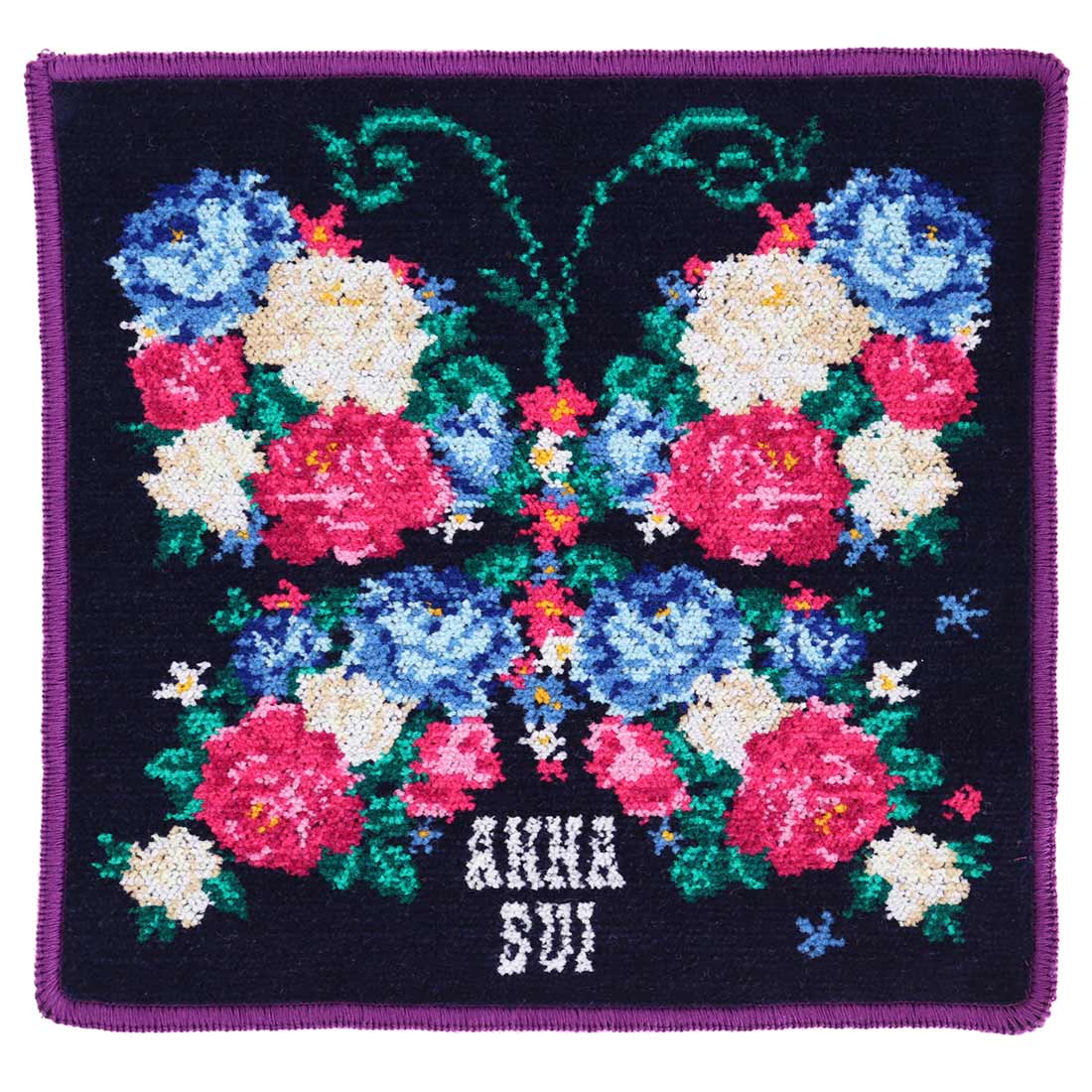 アナ スイ ハンドタオル アナ スイ　シェニール織り タオルハンカチ　ROSE　ネイビー | アナスイ　ANNA SUI anna sui シェニール レディース ハンカチ タオル ハンドタオル ギフト プレゼント 可愛い かわいい 蝶々 バタフライ 薔薇 お礼 お返し 退職祝い 誕生日 誕生日プレゼント クリスマス