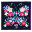 アナ スイ　シェニール織り タオルハンカチ　ROSE　ネイビー | アナスイ　ANNA SUI anna sui シェニール レディース ハンカチ タオル ハンドタオル ギフト プレゼント 可愛い かわいい 蝶々 バタフライ 薔薇 お礼 お返し 退職祝い 誕生日 誕生日プレゼント クリスマス