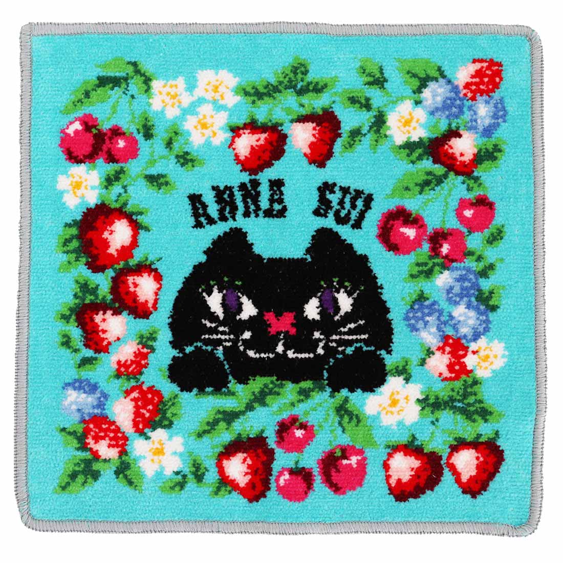 アナ スイ ハンドタオル アナ スイ　シェニール織り タオルハンカチ　CAT　ブルー | アナスイ　ANNA SUI anna sui シェニール レディース ハンカチ タオル ハンドタオル ギフト プレゼント 可愛い かわいい 猫 ネコ ネコ柄 黒猫 お礼 お返し 退職祝い 誕生日 誕生日プレゼント クリスマス