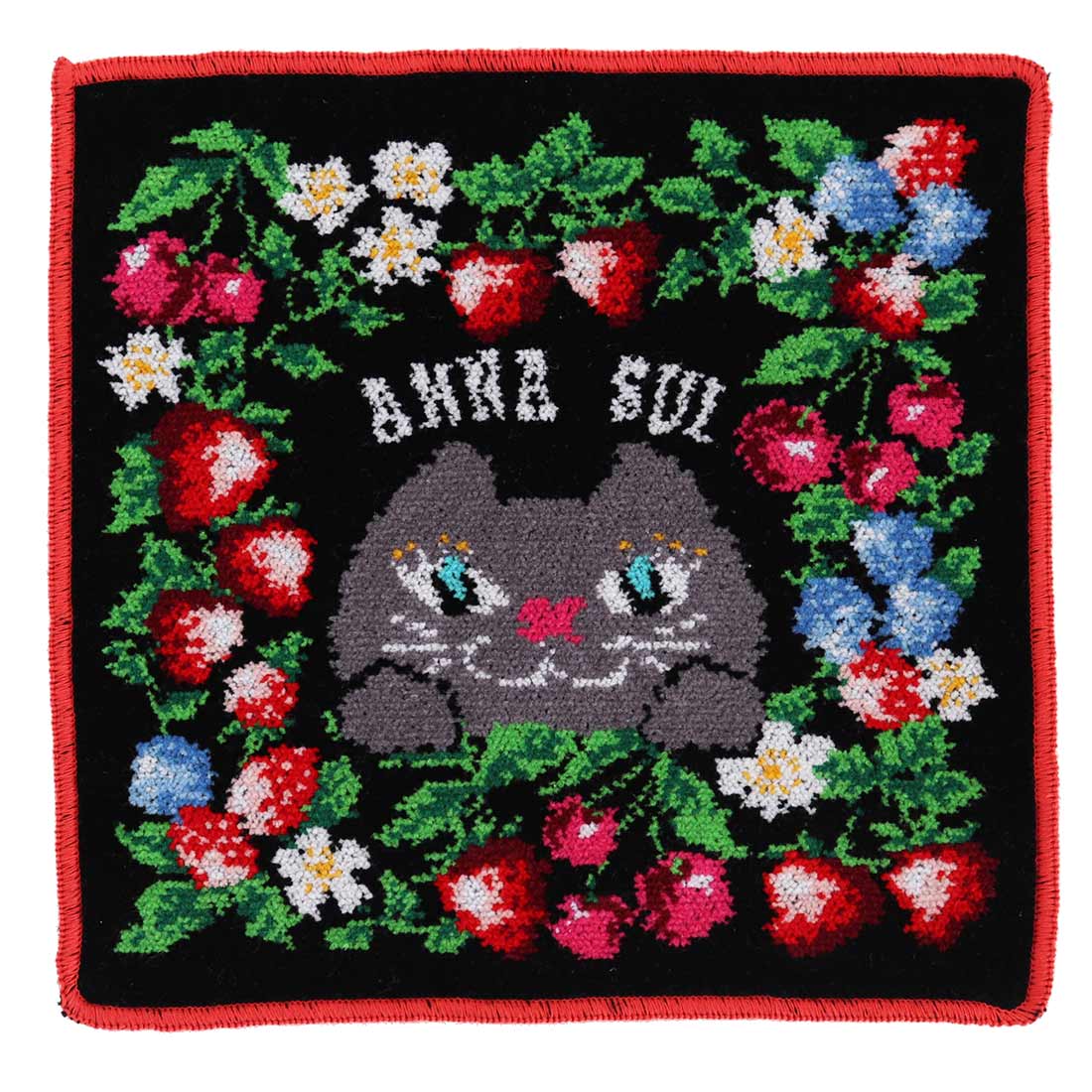 アナ スイ ハンドタオル アナ スイ　シェニール織り タオルハンカチ　CAT　ブラック | アナスイ　ANNA SUI anna sui シェニール レディース ハンカチ タオル ハンドタオル ギフト プレゼント 可愛い かわいい 猫 ネコ ロシアンブルー お礼 お返し 退職祝い 誕生日 誕生日プレゼント クリスマス