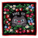 アナ スイ　シェニール織り タオルハンカチ　CAT　ブラック | アナスイ　ANNA SUI anna sui シェニール レディース ハンカチ タオル ハンドタオル ギフト プレゼント 可愛い かわいい 猫 ネコ ロシアンブルー お礼 お返し 退職祝い 誕生日 誕生日プレゼント クリスマス