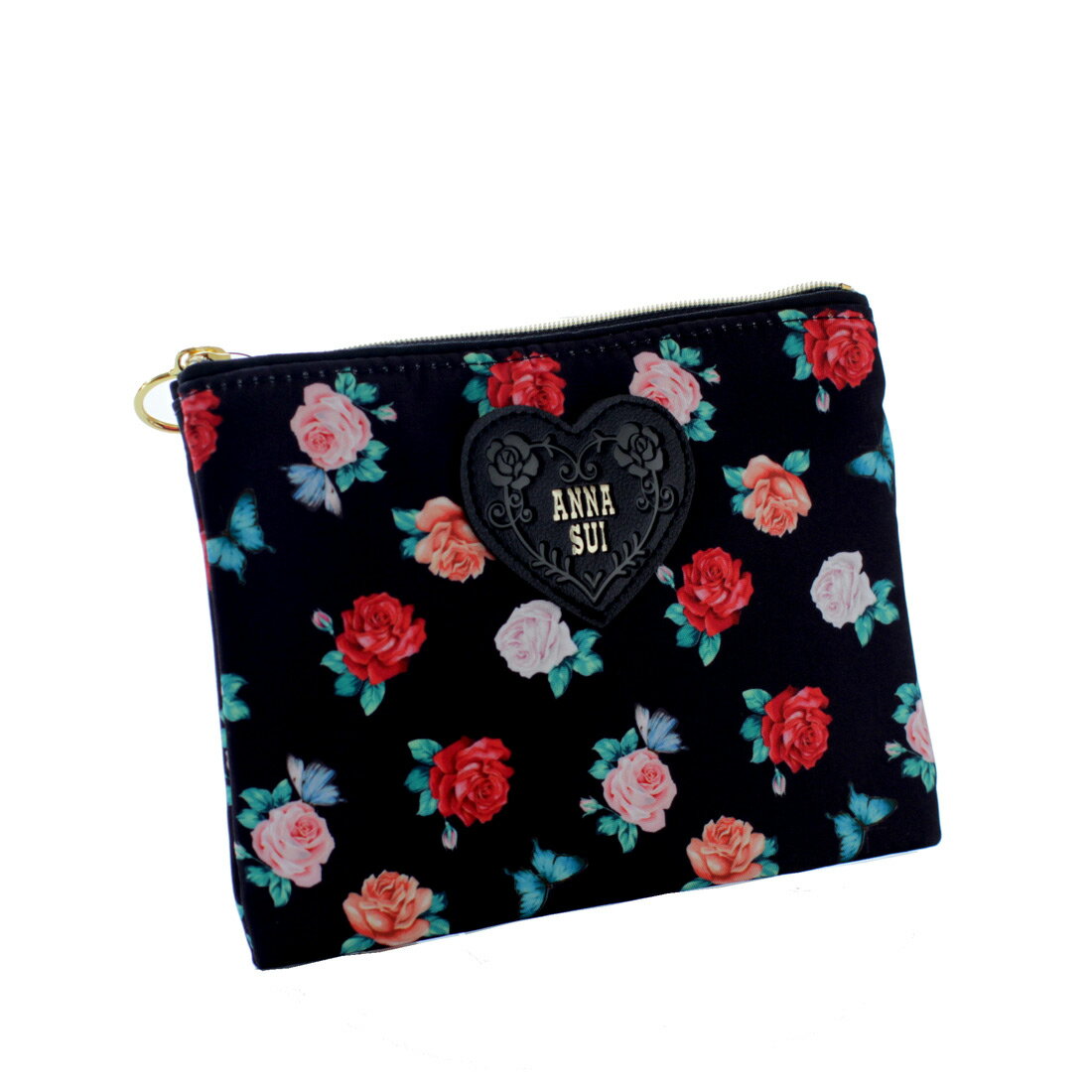 アナスイ　マルチポーチ　0002　ブラック anna sui | ポーチ ブランド レディース ギフト プレゼント 女性 プチギフト 退職祝い お礼 かわいい 可愛い グッズ おしゃれ 雑貨 お返し 小物入れ 誕生日 誕生日プレゼント 敬老の日 持ち運び コスメポーチのサムネイル