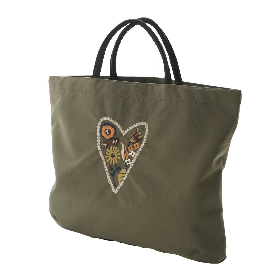 アツコマタノ　刺繍バッグ＜ハート＞　カーキ　【Atsuko Matano】
