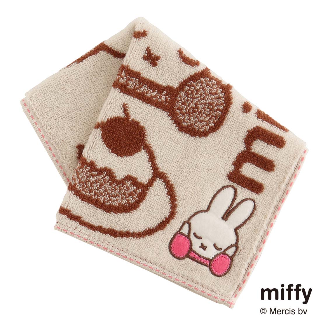 ミッフィー　タオルハンカチ　おやつ　ベージュ【miffy】| キャラクター ハンカチ ブランド ハンドタオル タオル レディース 女性 キッズ 子供 おしゃれ グッズ 雑貨 ギフト プチギフト 誕生日 プレゼント お礼 お返し クリスマス ホワイトデー 入学 卒業 祝い お祝い