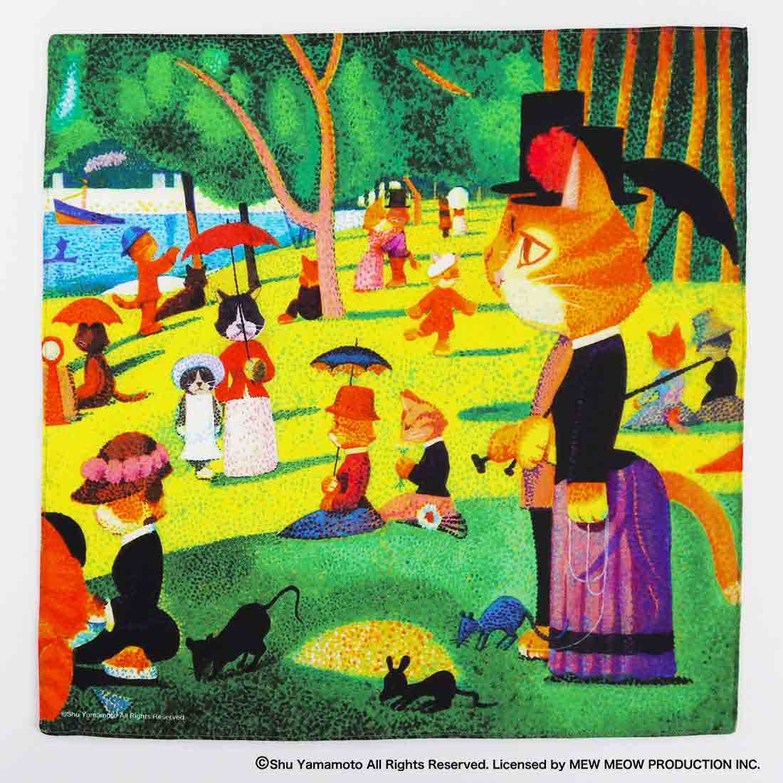 キャットアート プリントハンカチ 「ラ・グランデジャテ島の寝てよう日」 ジョルジュ・スーニャ CAT ART ハンカチ レディース ギフト プレゼント 女性 プチギフト 猫 退職祝い 退職 お礼 かわいい 可愛い グッズ おしゃれ 雑貨 ねこ お返し 猫グッズ