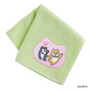ねこに転生したおじさん タオルハンカチ プンちゃん&スケキヨ グリーン │ ねこおじ 猫 おじさん キャラクター ギフト プレゼント プチギフト 贈り物 内祝い...