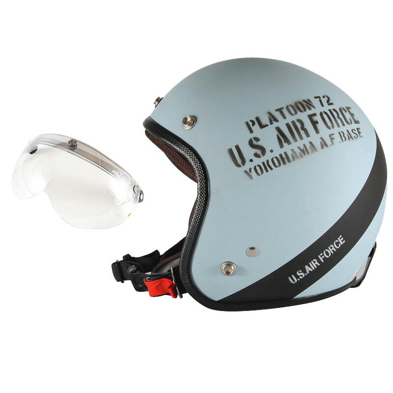 楽天ハンドルキング バイク ヘルメット【スーパーSALE 割引アイテム】 72JAM デザイナーズジェットヘルメット [AF-04] 開閉シールド付き [APS-02]U.S.A.F ブルーグレー [ブルーグレーマット仕上げ]3サイズ メンズ レディース 兼用品 SG規格 全排気量対応