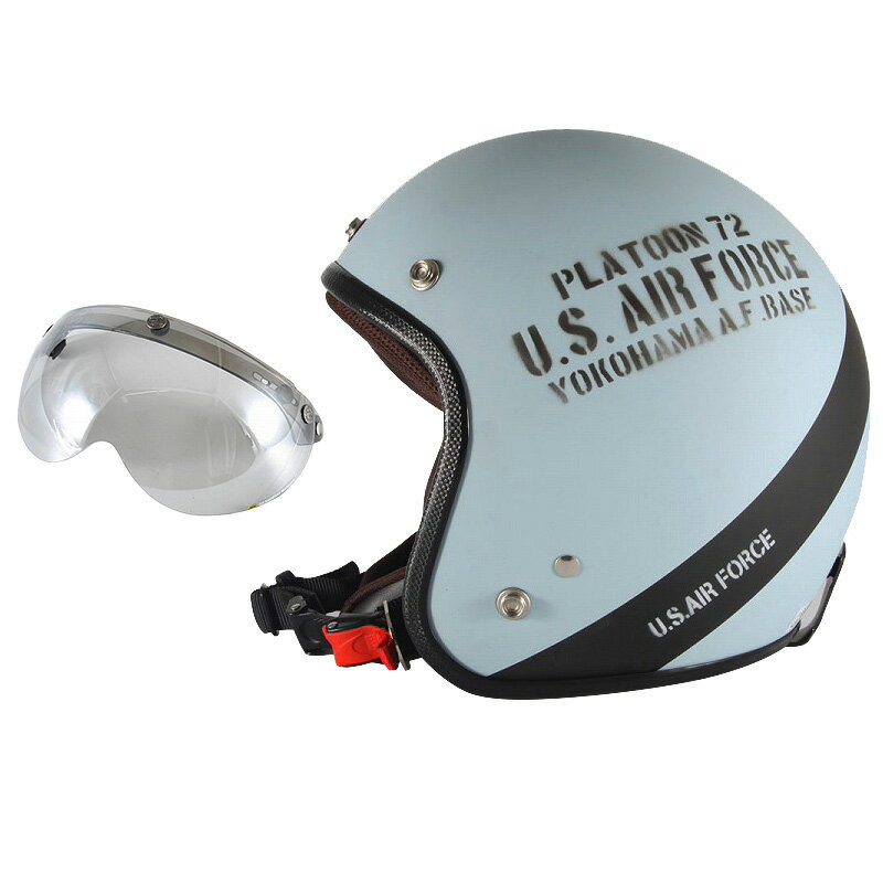 72JAM デザイナーズジェットヘルメット [AF-04] 開閉シールド付き [APS-04]U.S.A.F ブルーグレー [ブルーグレーマット仕上げ]3サイズ メンズ レディース 兼用品 SG規格 全排気量対応