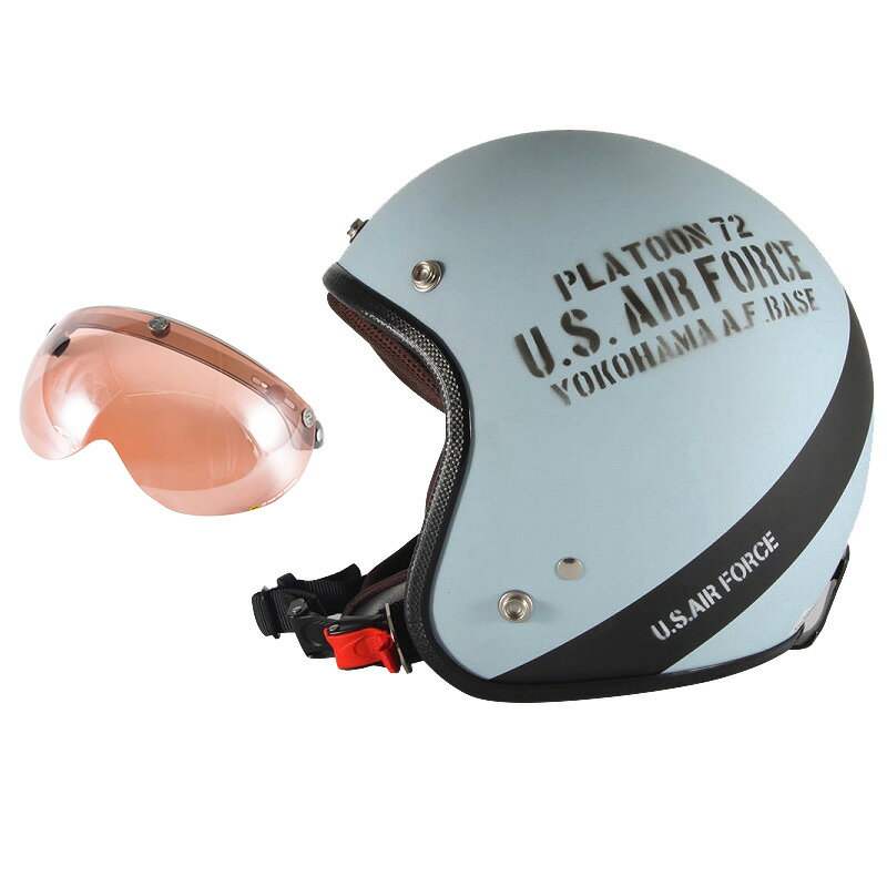 72JAM デザイナーズジェットヘルメット [AF-04] 開閉シールド付き [APS-05]U.S.A.F ブルーグレー [ブルーグレーマット仕上げ]3サイズ メンズ レディース 兼用品 SG規格 全排気量対応
