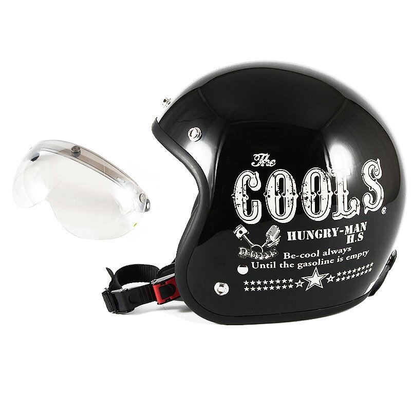 72JAM デザイナーズジェットヘルメット [HM-01] 開閉シールド付き [APS-02]COOLS HUNGRY MAN ハングリーマン ブラック [ブラックベースグロス仕上げ]2サイズ メンズ レディース 兼用品 SG規格 全排気量対応