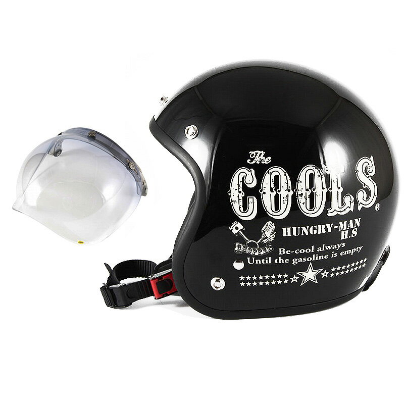 【本日20時〜4H限定 全品MAX15%OFFクーポン】72JAM デザイナーズジェットヘルメット [HM-01] 開閉シールド付き [JCBN-05]COOLS HUNGRY MAN ハングリーマン ブラック [ブラックベースグロス仕上げ]2サイズ メンズ レディース 兼用品 SG規格 全排気量対応