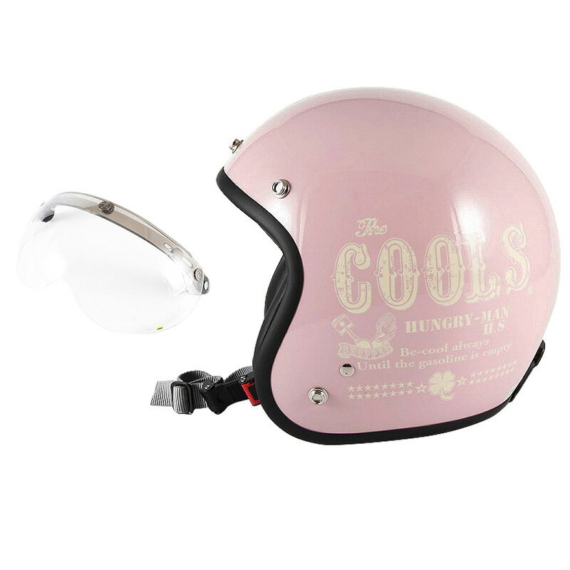 72JAM デザイナーズジェットヘルメット [HM-04] 開閉シールド付き [APS-01]COOLS HUNGRY MAN ピンク レディース [ピンクベースグロス仕上げ]レディースサイズ(55-57cm未満) レディース SG規格 全排気量対応