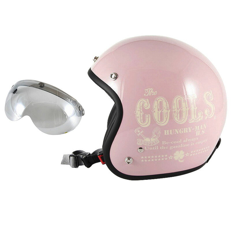 72JAM デザイナーズジェットヘルメット [HM-04] 開閉シールド付き [APS-04]COOLS HUNGRY MAN ピンク レディース [ピンクベースグロス仕上げ]レディースサイズ(55-57cm未満) レディース SG規格 全排気量対応