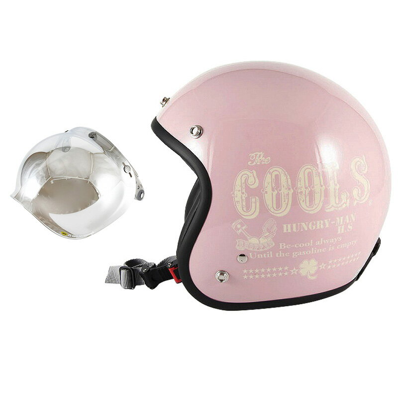 72JAM デザイナーズジェットヘルメット [HM-04] 開閉シールド付き [JCBN-02]COOLS HUNGRY MAN ピンク レディース [ピンクベースグロス仕上げ]レディースサイズ(55-57cm未満) レディース SG規格 全排気量対応