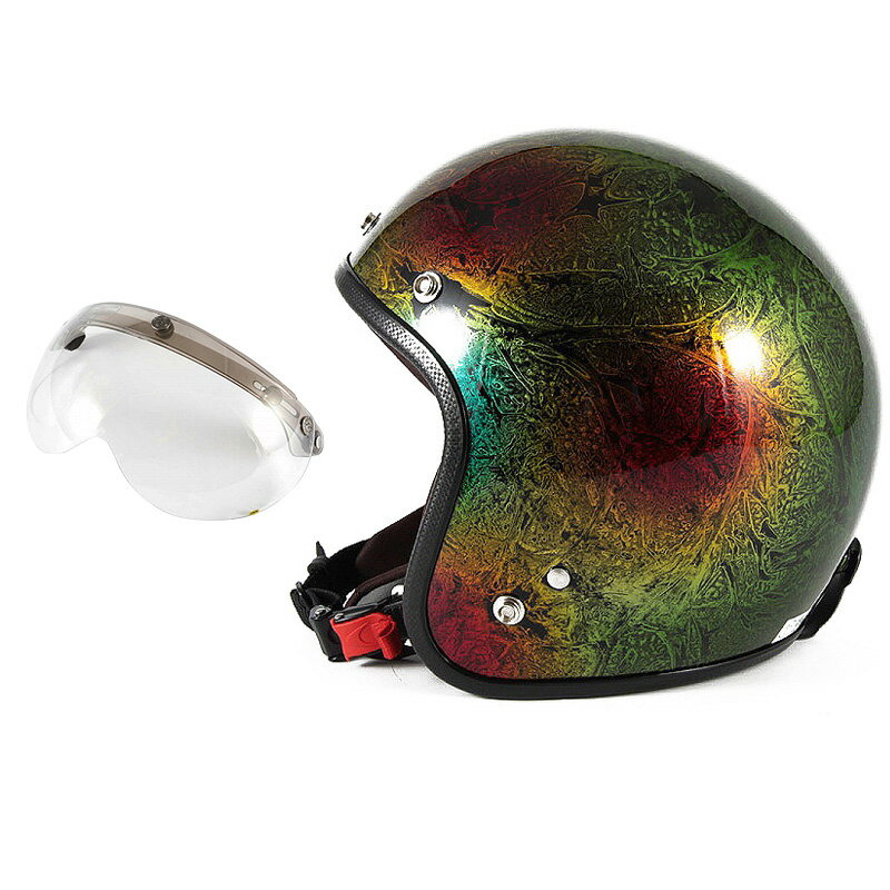 【全品P5倍|大感謝祭ラスト26h限定 26日01:59迄】72JAM デザイナーズジェットヘルメット [JCP-19] 開閉シールド付き [APS-03]RASH ラッシュ レインボー [レインボーラップベースグロス仕上げ]FREEサイズ(57-60cm未満) メンズ レディース 兼用品 SG規格 全排気量対応
