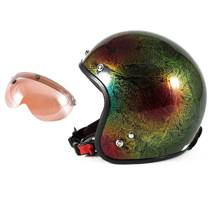 【 エントリー不要 ポイント10倍 】 72JAM デザイナーズジェットヘルメット [JCP-19] 開閉シールド付き [APS-05]RASH ラッシュ レインボー [レインボーラップベースグロス仕上げ]FREEサイズ(57-60cm未満) メンズ レディース 兼用品 SG規格 全排気量対応