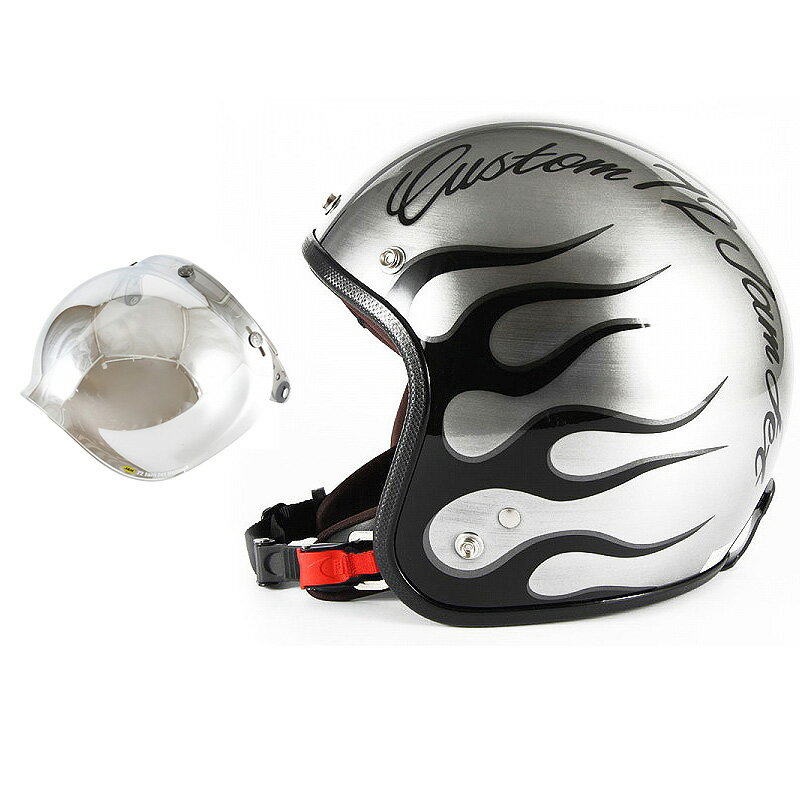 72JAM デザイナーズジェットヘルメット  開閉シールド付き IRON FLAME アイアンフレイム シルバー FREEサイズ(57-60cm未満) メンズ レディース 兼用品 SG規格 全排気量対応