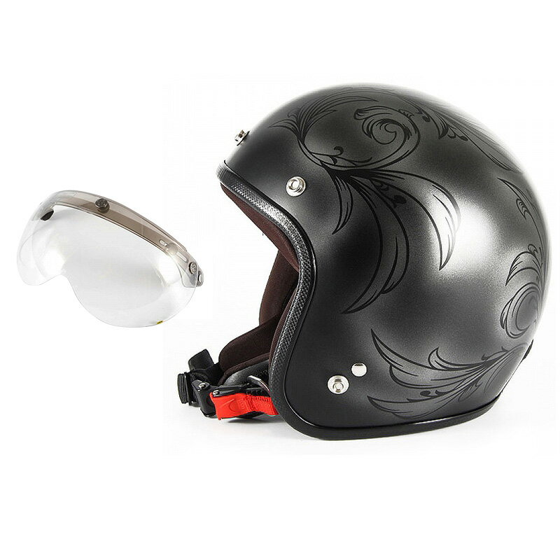 72JAM デザイナーズジェットヘルメット [JCP-55] 開閉シールド付き [APS-03]Leaf リーフ シルバー/ブラック レディース [シルバー/ブラックマット仕上げ]レディースサイズ(55-57cm未満) レディース SG規格 全排気量対応