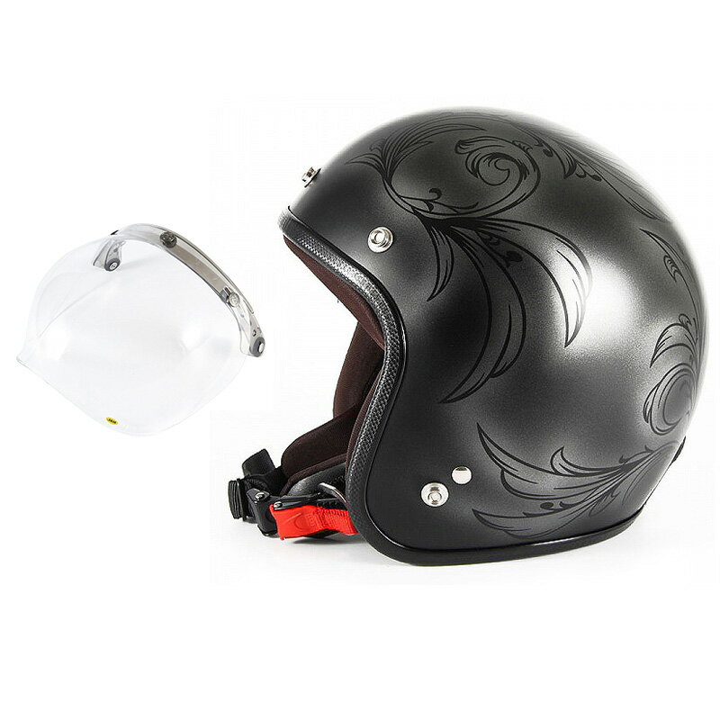 72JAM デザイナーズジェットヘルメット [JCP-55] 開閉シールド付き [JCBN-01]Leaf リーフ シルバー/ブラック レディース [シルバー/ブラックマット仕上げ]レディースサイズ(55-57cm未満) レディース SG規格 全排気量対応